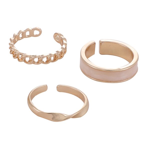 ♠️ NEW Gold and Pink Ring - Set of 3 - Picture 6 of 7